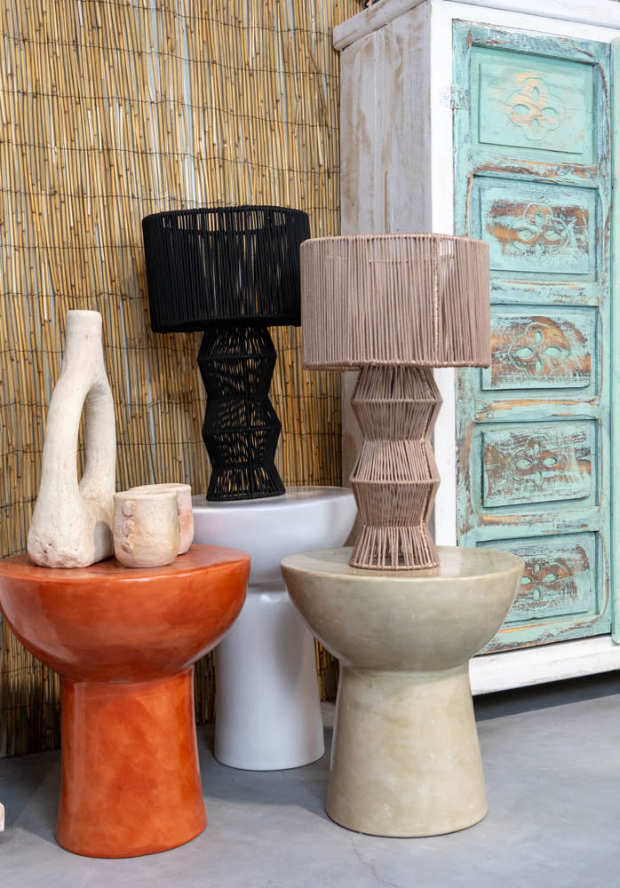 Staande Schemerlamp van Koord in Zwart & Zandkleur – Bohemian Ibiza Stijl