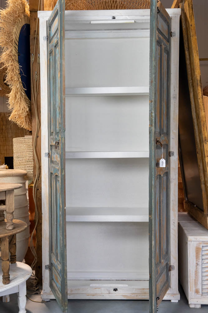 Handgemaakte 2-Deurs Hoge Kast - Ocean green | 210 x 100 x 40cm